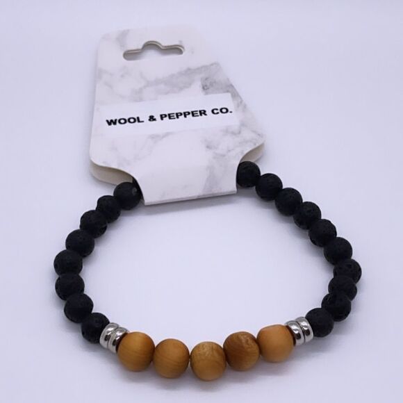 NWT Wool + Pepper Co. Mens Lava & Wood Bracelet - Picture 7 of 7